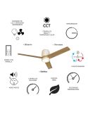 Plafón Ventilador LED CERÁMICA M blanco cerámica/madera Ø1220mm 20W CCT 3000-5000K 2520lm DC