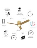 Plafón Ventilador LED CERÁMICA M beige cerámica/madera Ø1220mm 20W CCT 3000-5000K 2520lm DC