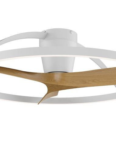 Ventilateur LED NEPAL II Grand modèle en bois blanc Ø1000 mm 44 W CCT 3000-5000 K 4000 lm CC
