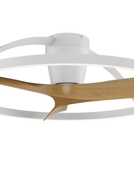 Ventilateur LED NEPAL II Grand modèle en bois blanc Ø1000 mm 44 W CCT 3000-5000 K 4000 lm CC