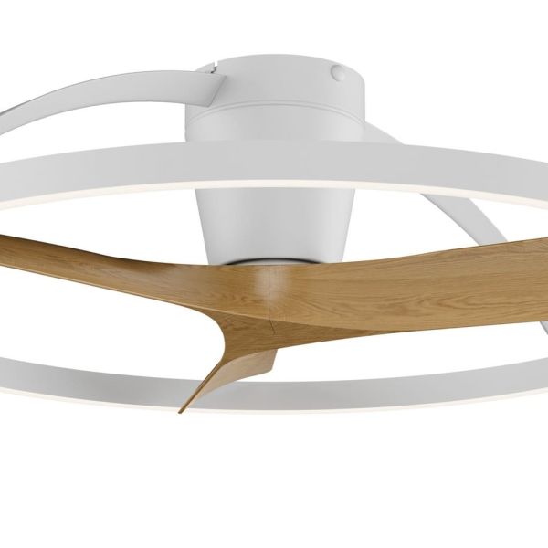Plafón Ventilador LED NEPAL II grande blanco madera Ø1000mm 44W CCT 3000-5000K 4000lm  DC