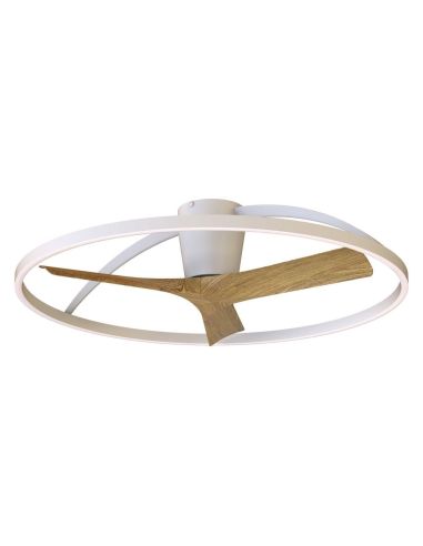 Plafón Ventilador LED NEPAL II grande blanco madera Ø1000mm 44W CCT 3000-5000K 4000lm  DC