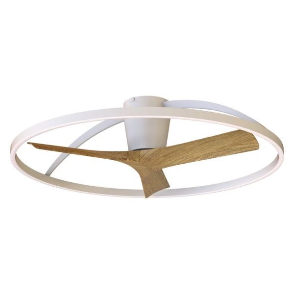 Ventilateur LED NEPAL II Grand modèle en bois blanc, Ø1000 mm, 44 W, température de couleur 3000-5000 K, 4000 lm, alimentation C