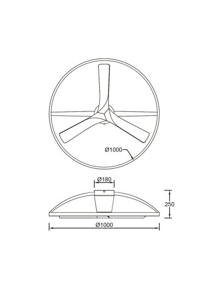 Plafón Ventilador LED NEPAL II grande blanco madera Ø1000mm 44W CCT 3000-5000K 4000lm  DC