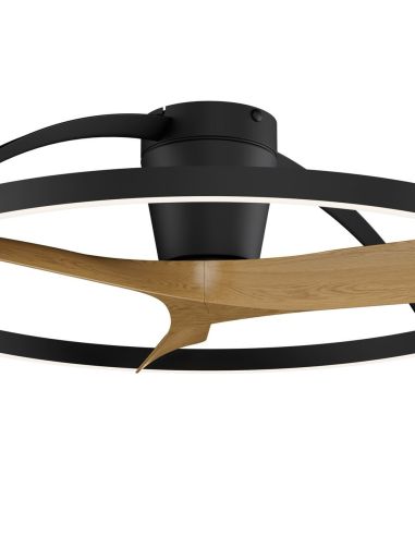 Plafón Ventilador LED NEPAL II grande negro madera Ø1000mm 44W CCT 3000-5000K 4000lm DC