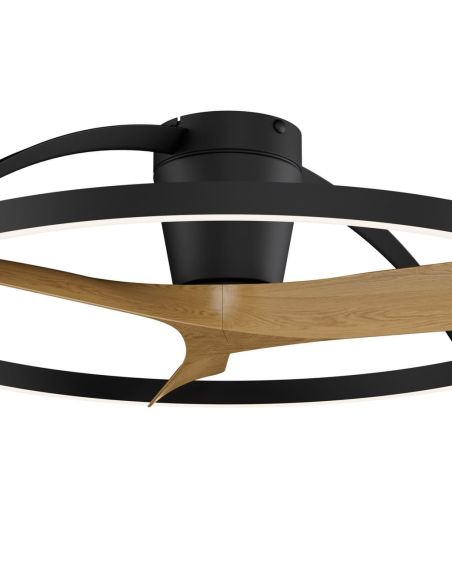 Plafón Ventilador LED NEPAL II grande negro madera Ø1000mm 44W CCT 3000-5000K 4000lm DC