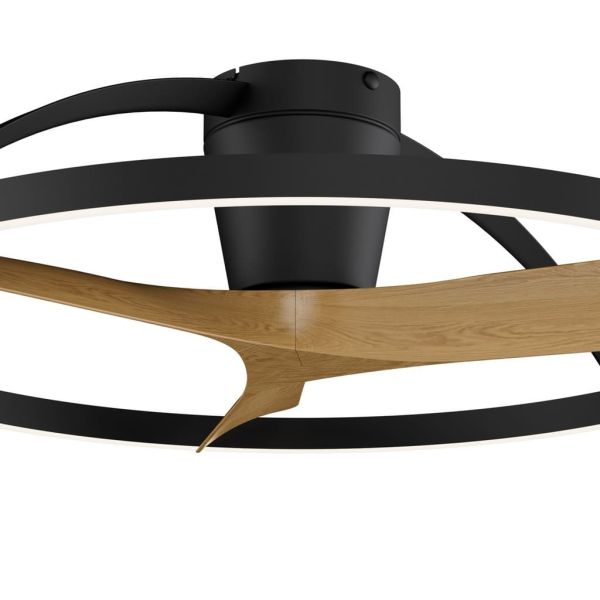 Plafón Ventilador LED NEPAL II grande negro madera Ø1000mm 44W CCT 3000-5000K 4000lm DC