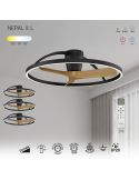 Plafón Ventilador LED NEPAL II grande negro madera Ø1000mm 44W CCT 3000-5000K 4000lm DC
