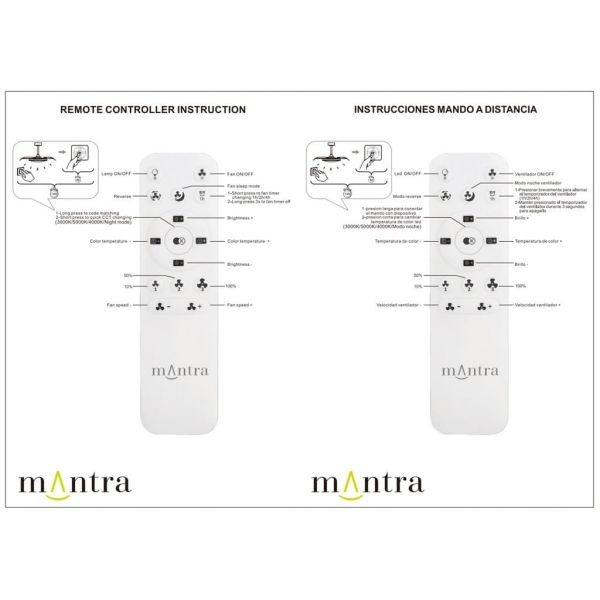 Ventoinha LED ALOHA II, branco, Ø830mm, 40W, 4200lm, temperatura de cor 3000-5000K, motor silencioso de 25W DC