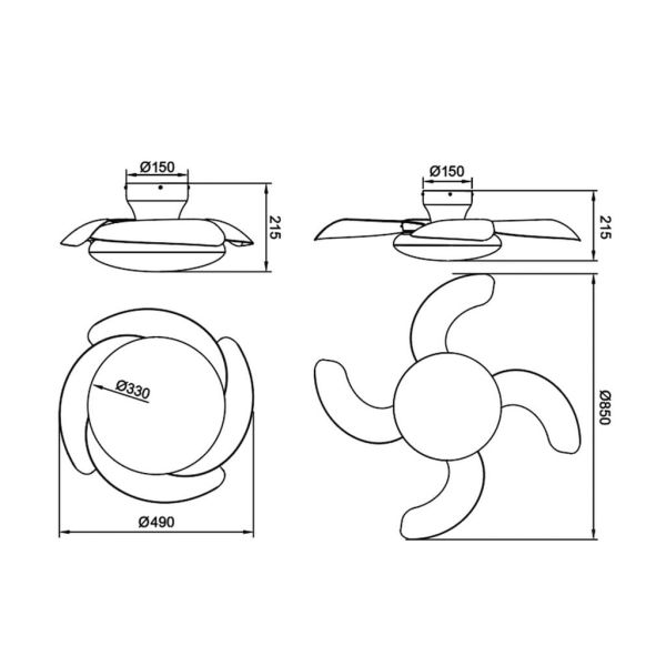 Plafón Ventilador LED ALOHA II blanco Ø830mm 40W 4200lm CCT 3000-5000K motor 25W DC silencioso