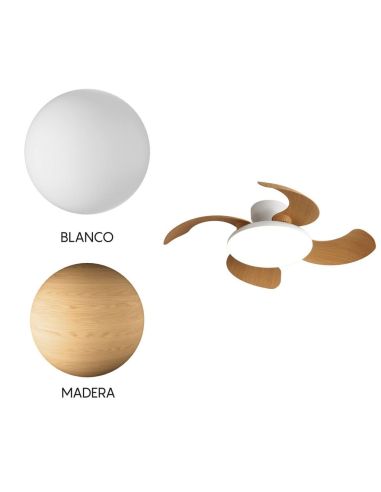 Plafón Ventilador LED ALOHA II blanco madera Ø830mm 40W 4200lm CCT 3000-5000K 25W DC silencioso