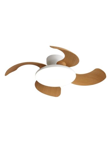Plafón Ventilador LED ALOHA II blanco madera Ø830mm 40W 4200lm CCT 3000-5000K 25W DC silencioso