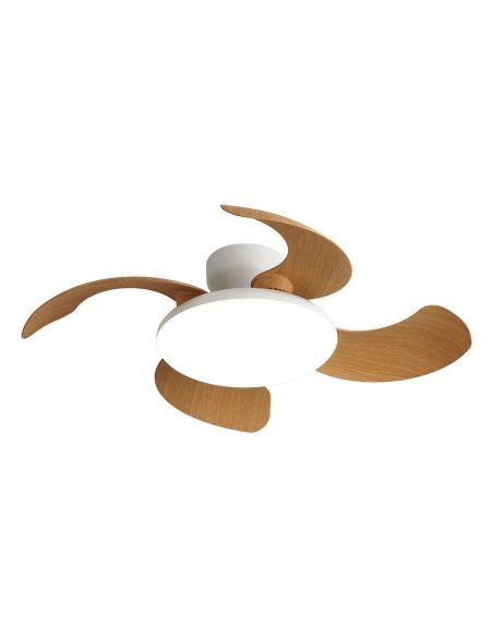 Ventilateur LED ALOHA II, finition bois blanc, Ø 830 mm, 40 W, 4 200 lm, température de couleur 3 000-5 000 K, 25 W CC silencieu
