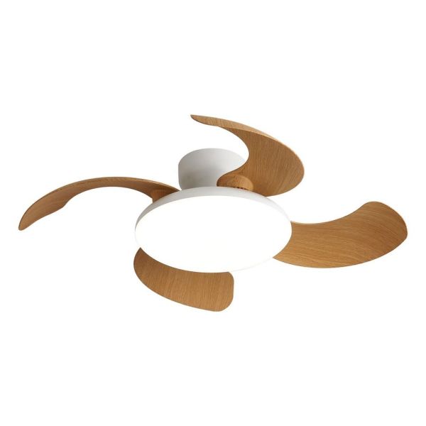 Plafón Ventilador LED ALOHA II blanco madera Ø830mm 40W 4200lm CCT 3000-5000K 25W DC silencioso