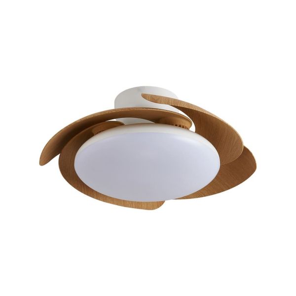 Luminária Ventoinha ALOHA II LED com ventilador, acabamento em madeira branca, Ø830mm, 40W, 4200lm, temperatura de cor 3000-5000