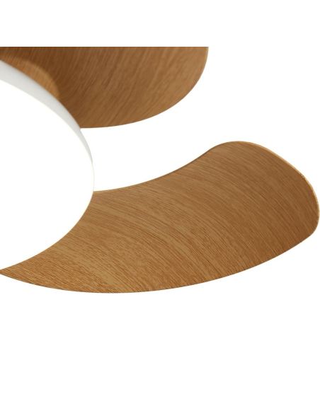 Luminária Ventoinha ALOHA II LED com ventilador, acabamento em madeira branca, Ø830mm, 40W, 4200lm, temperatura de cor 3000-5000