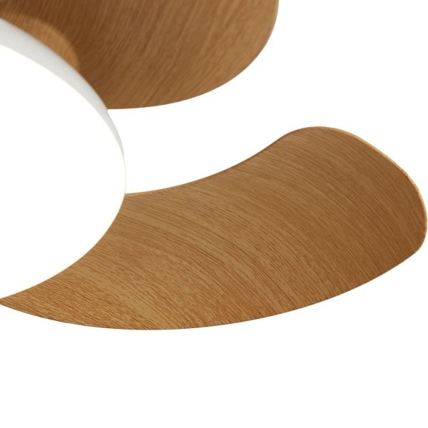 Ventilateur LED ALOHA II, finition bois blanc, Ø 830 mm, 40 W, 4 200 lm, température de couleur 3 000-5 000 K, 25 W CC silencieu