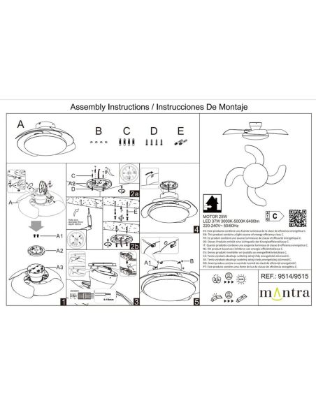 Plafón Ventilador LED ALOHA II blanco madera Ø830mm 40W 4200lm CCT 3000-5000K 25W DC silencioso