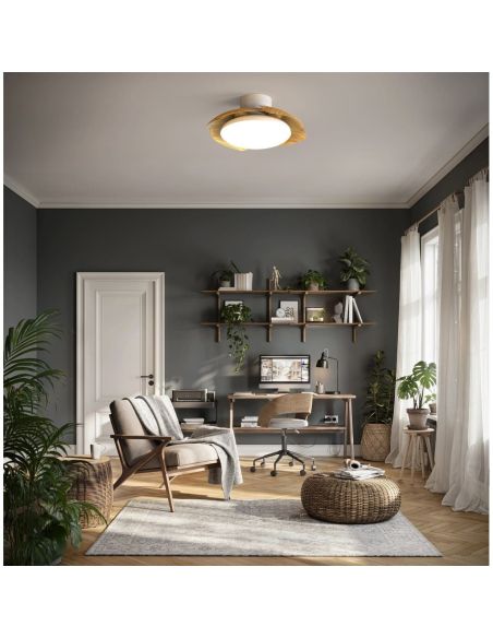 Plafón Ventilador LED ALOHA II blanco madera Ø830mm 40W 4200lm CCT 3000-5000K 25W DC silencioso