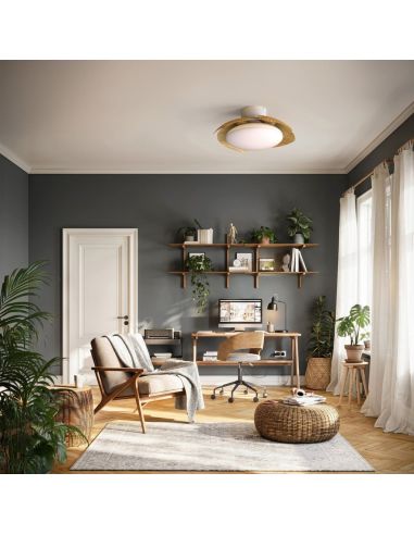 Plafón Ventilador LED ALOHA II blanco madera Ø830mm 40W 4200lm CCT 3000-5000K 25W DC silencioso