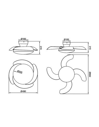 Plafón Ventilador LED ALOHA II blanco madera Ø830mm 40W 4200lm CCT 3000-5000K 25W DC silencioso