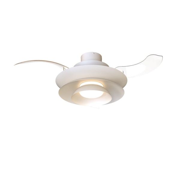 Ventilateur de plafond moderne à pales rétractables, LED ACONCAGUA blanc Ø1060mm 20W 2520lm CCT 3000-5000K DC