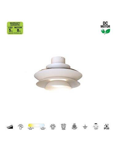 Ventoinha de teto moderno com pás retráteis, LED ACONCAGUA branco Ø1060mm 20W 2520lm CCT 3000-5000K DC
