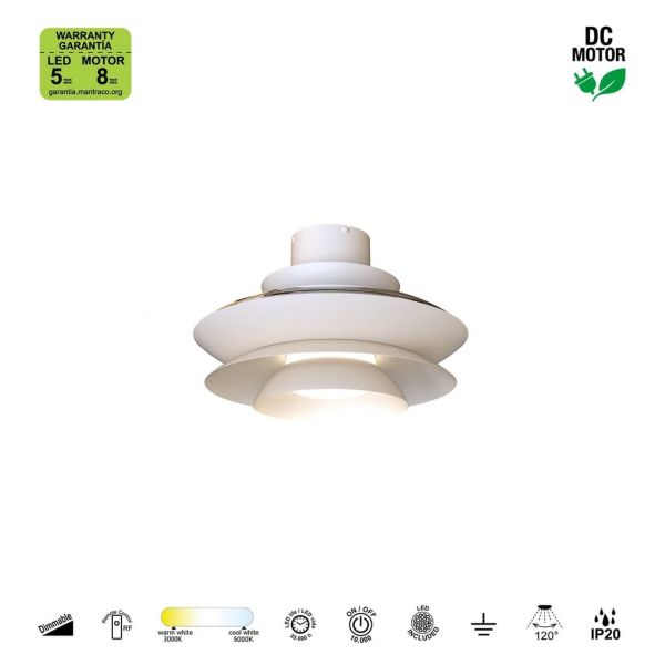 Ventoinha de teto moderno com pás retráteis, LED ACONCAGUA branco Ø1060mm 20W 2520lm CCT 3000-5000K DC