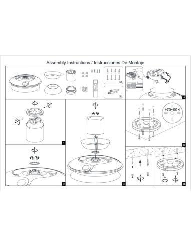 Ventilador tipo plafón moderno con aspas retráctiles LED ACONCAGUA blanco Ø1060mm 20W 2520lm CCT 3000-5000K DC