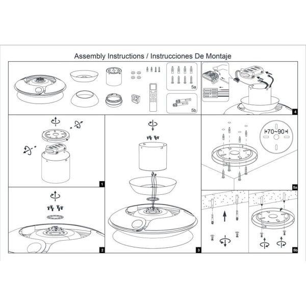 Ventilador tipo plafón moderno con aspas retráctiles LED ACONCAGUA blanco Ø1060mm 20W 2520lm CCT 3000-5000K DC