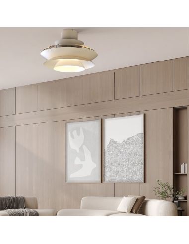 Ventilateur de plafond moderne à pales rétractables, LED ACONCAGUA blanc Ø1060mm 20W 2520lm CCT 3000-5000K DC