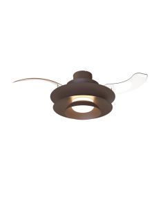 Ventoinha de teto moderno com pás retráteis, LED ACONCAGUA, cor café, Ø1060mm, 20W, 2520lm, CCT 3000-5000K DC