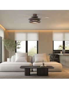 Ventoinha de teto moderno com pás retráteis, LED ACONCAGUA, cor café, Ø1060mm, 20W, 2520lm, CCT 3000-5000K DC 2