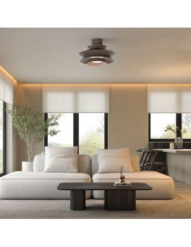 Ventilador tipo plafón moderno con aspas retráctiles LED ACONCAGUA café Ø1060mm 20W 2520lm CCT 3000-5000K DC