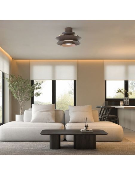 Ventoinha de teto moderno com pás retráteis, LED ACONCAGUA, cor café, Ø1060mm, 20W, 2520lm, CCT 3000-5000K DC