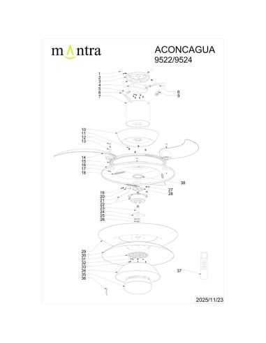Ventilador tipo plafón moderno con aspas retráctiles LED ACONCAGUA café Ø1060mm 20W 2520lm CCT 3000-5000K DC