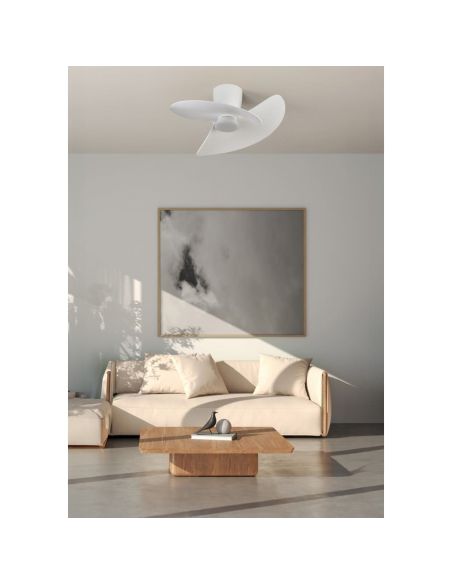 Ventilador de techo tipo plafón LED ONA blanco Ø700mm 18W 2520lm CCT 3000-5000K motor DC silencioso