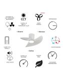 Ventilador de techo tipo plafón LED ONA blanco Ø700mm 18W 2520lm CCT 3000-5000K motor DC silencioso