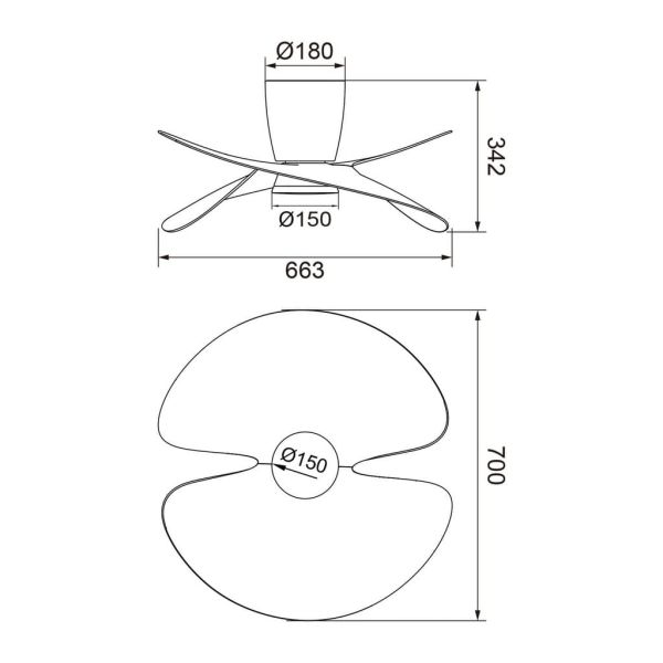 Ventilador de techo tipo plafón LED ONA blanco madera Ø700mm 18W 2520lm CCT 3000-5000K motor DC silencioso