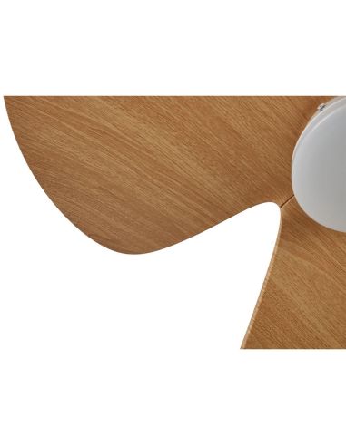 Ventilador de techo tipo plafón LED ONA blanco madera Ø700mm 18W 2520lm CCT 3000-5000K motor DC silencioso