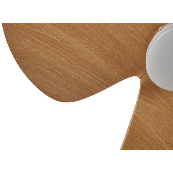 Ventilador de techo tipo plafón LED ONA blanco madera Ø700mm 18W 2520lm CCT 3000-5000K motor DC silencioso