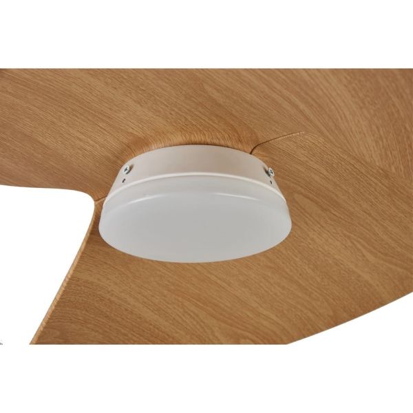 Ventilador de techo tipo plafón LED ONA blanco madera Ø700mm 18W 2520lm CCT 3000-5000K motor DC silencioso