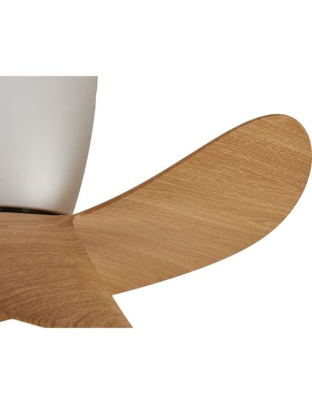 Ventilador de techo tipo plafón LED ONA blanco madera Ø700mm 18W 2520lm CCT 3000-5000K motor DC silencioso