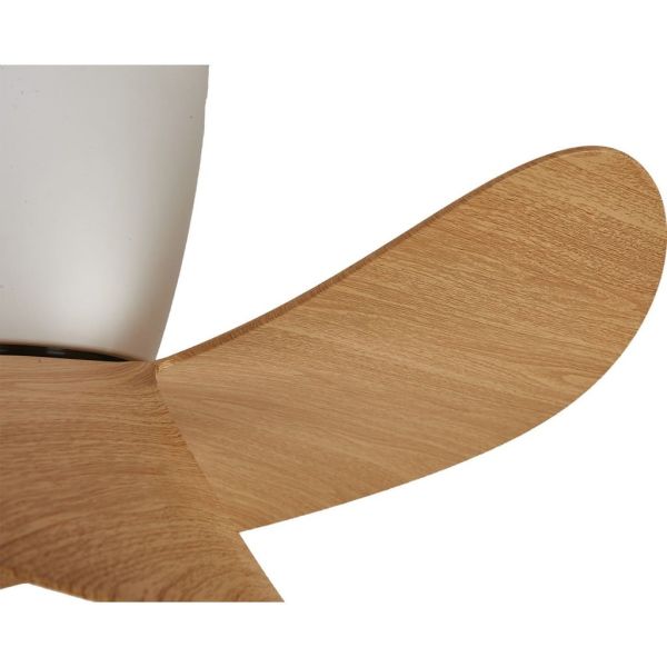 Ventilador de techo tipo plafón LED ONA blanco madera Ø700mm 18W 2520lm CCT 3000-5000K motor DC silencioso