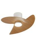 Ventilador de techo tipo plafón LED ONA blanco madera Ø700mm 18W 2520lm CCT 3000-5000K motor DC silencioso