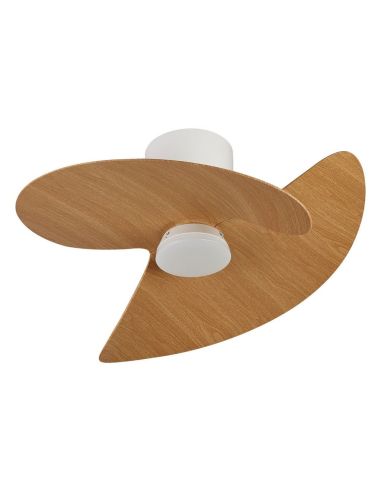 Ventilador de techo tipo plafón LED ONA blanco madera Ø700mm 18W 2520lm CCT 3000-5000K motor DC silencioso