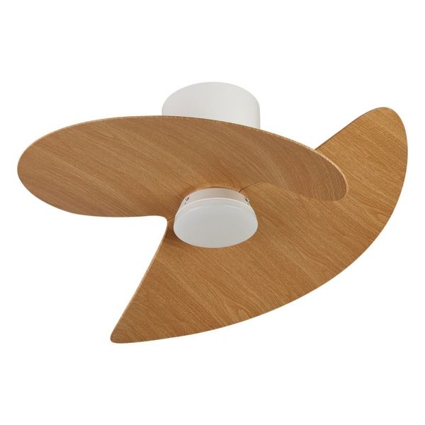 Ventilador de techo tipo plafón LED ONA blanco madera Ø700mm 18W 2520lm CCT 3000-5000K motor DC silencioso