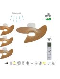 Ventilador de techo tipo plafón LED ONA blanco madera Ø700mm 18W 2520lm CCT 3000-5000K motor DC silencioso