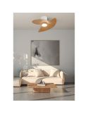 Ventilador de techo tipo plafón LED ONA blanco madera Ø700mm 18W 2520lm CCT 3000-5000K motor DC silencioso