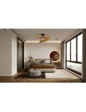 Ventilador de techo tipo plafón LED ONA negro madera Ø700mm 18W 2520lm CCT 3000-5000K motor DC silencioso